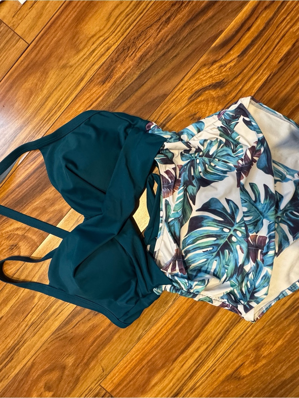 Teal & Tropical Print Women’s Swim Set